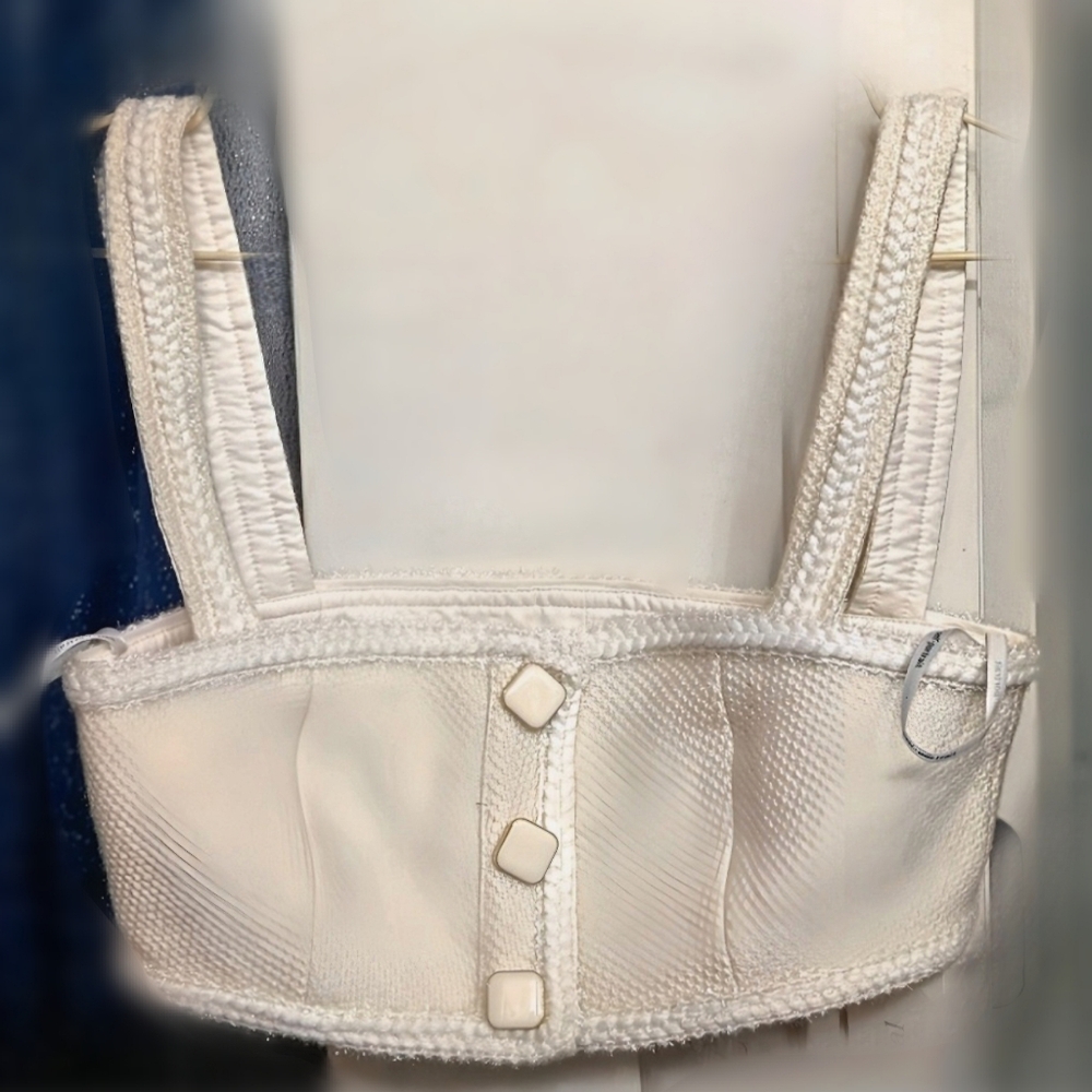 NWT Self Portrait White Weave Buttoned Bra Crop Top